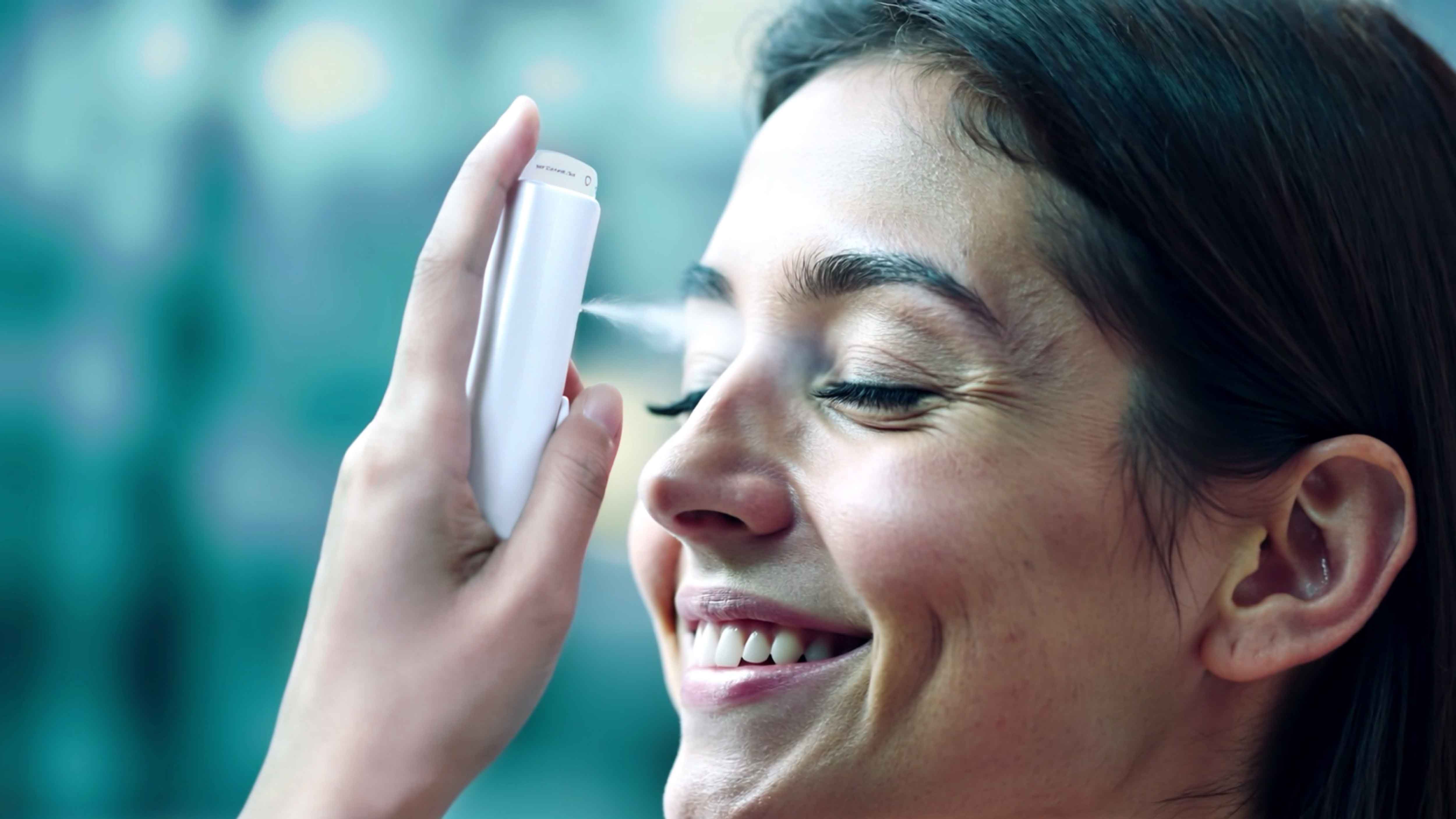 Un participante en un ensayo clínico controlado probando la efectividad de un nuevo spray de ojos para la comodidad de los ojos
